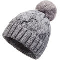 Chapéu de inverno alinhado de cetim chapéus de gorro pom